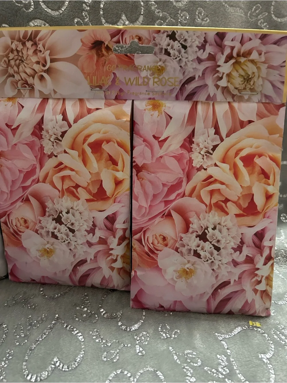 NWT Floral French Lavender & Lilac Wild Rose Decorative Sachet Set for Linens